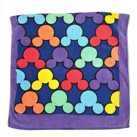 Vintage 90s Disney Mickey Silhouette All Over Print Beach Towel by Franco RARE! - Picture 2 of 10